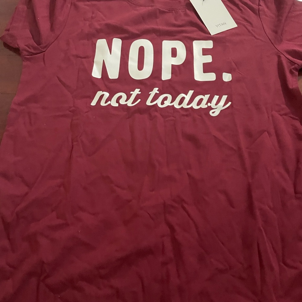 Red Graphic Tee with 'Nope. Not Today' Print